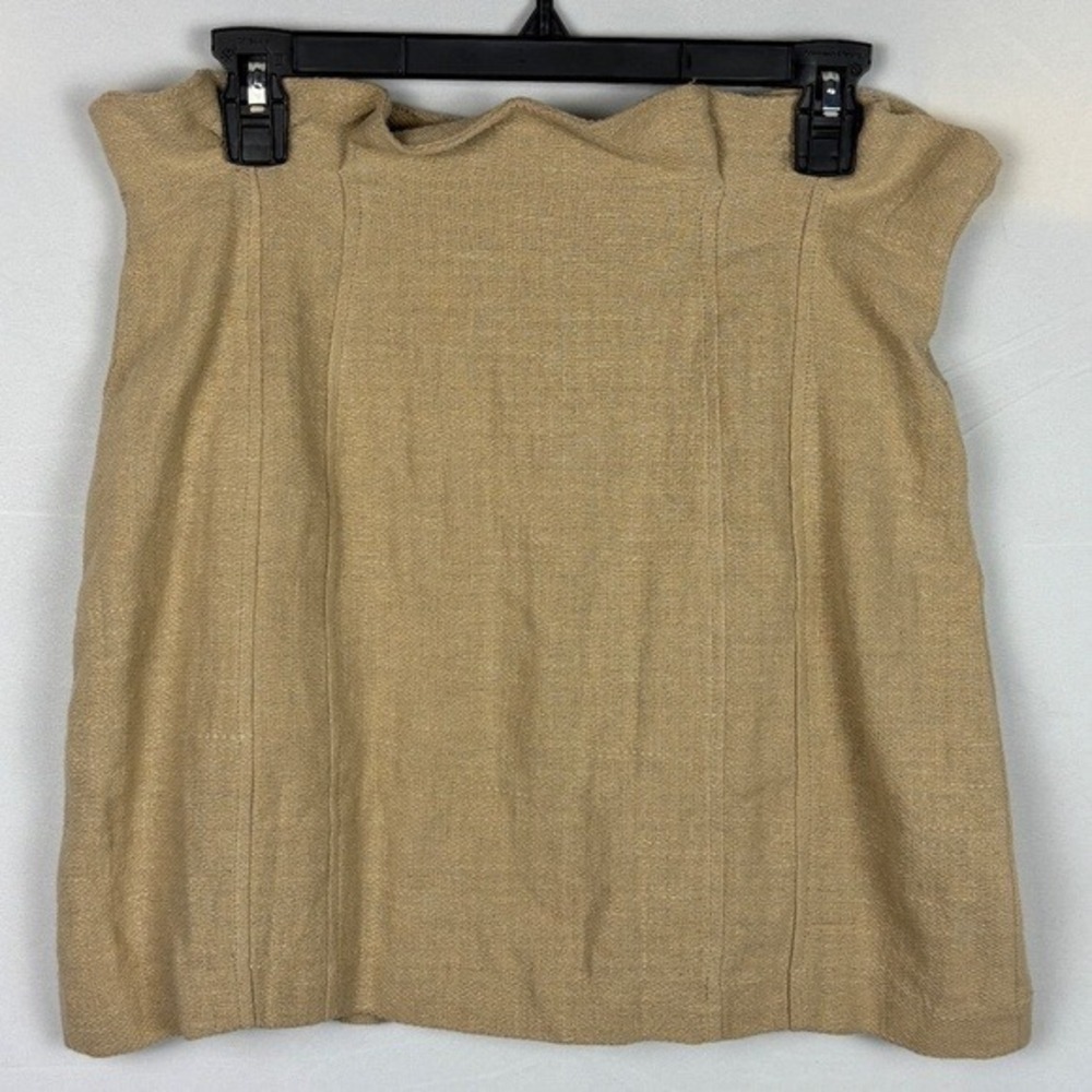 FRNCH Paris Women's Button Up Mini Skirt Sz M Linen Cotton Lined Preppy Academia - Picture 3 of 11